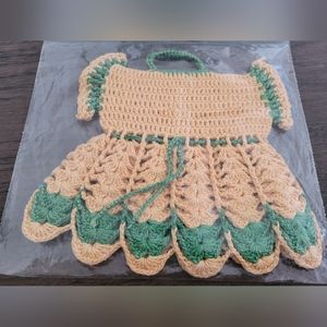Vintage Handmade Crochet Dress Hot Pad